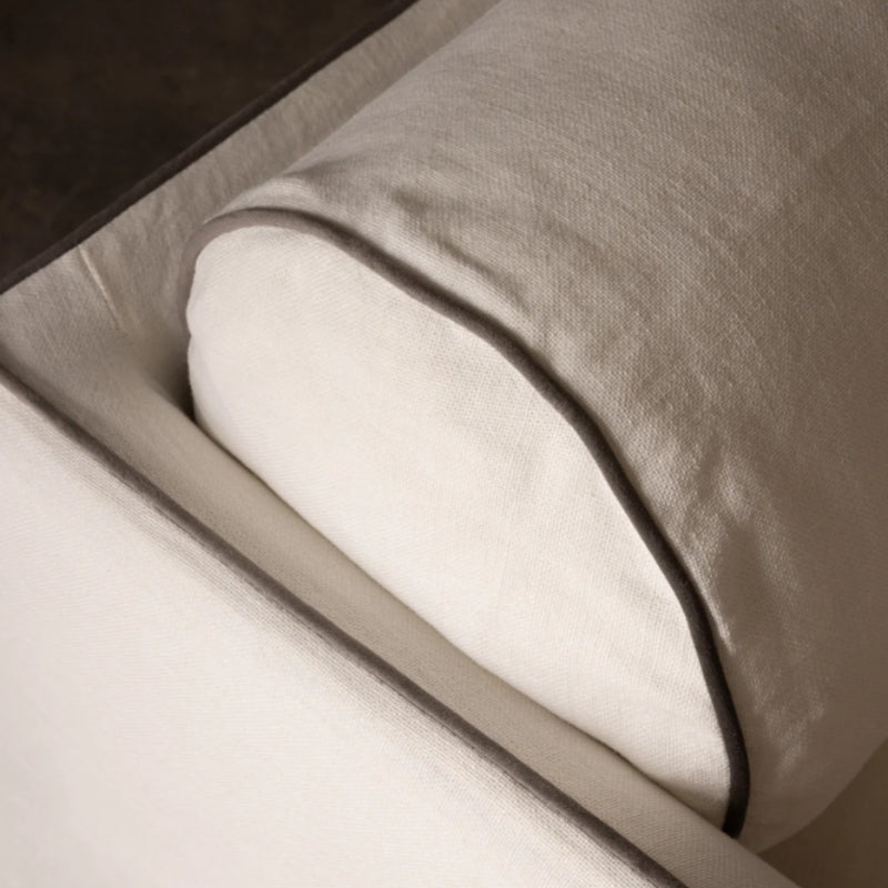 Cohen Linen Armchair in Bellet Ivory Contrast Piping