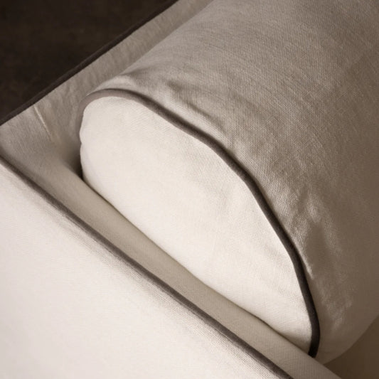 Cohen Linen Armchair in Bellet Ivory Contrast Piping