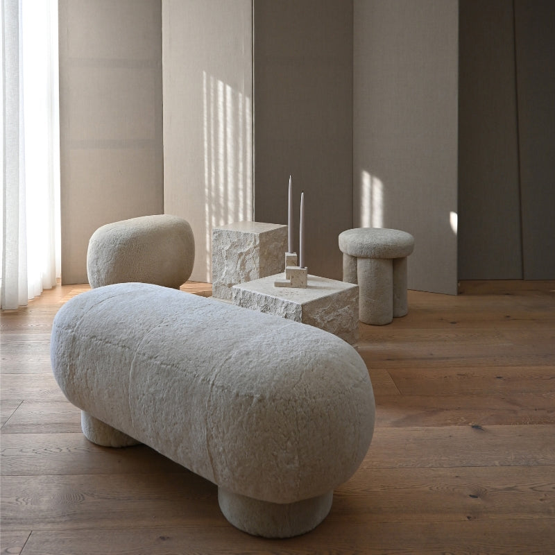 Big Foot Bench Ottoman - Sandshell (Sheepskin)