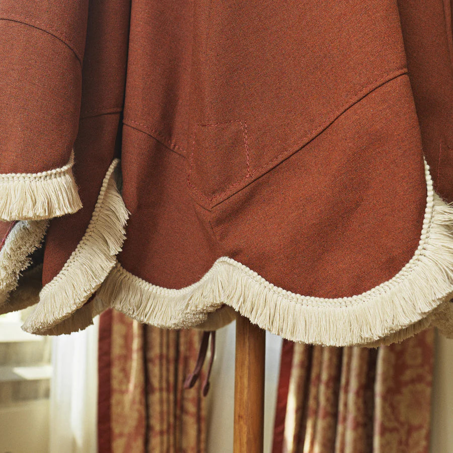 Terracotta Scalloped Parasol with Cream Fringe