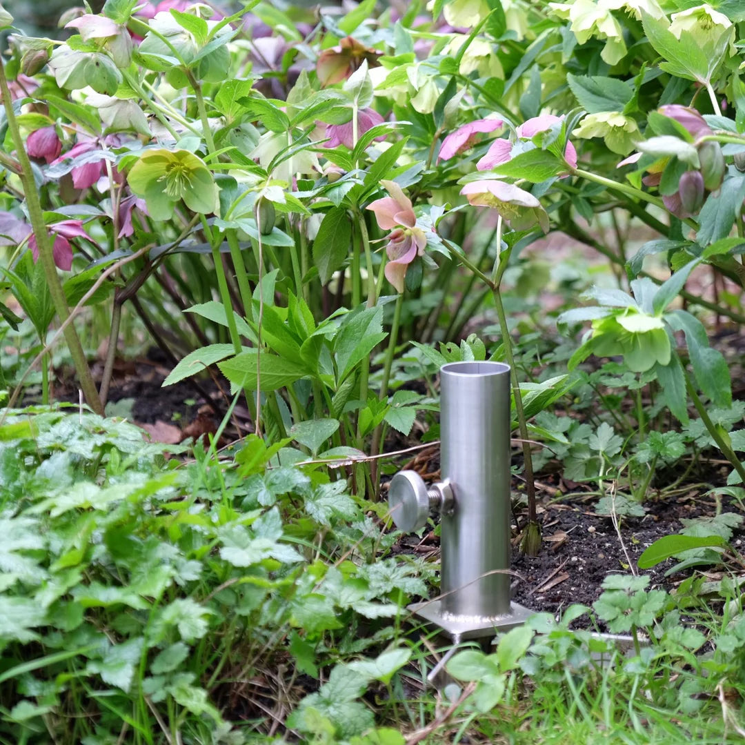 Stainless steel ground spike parasol base