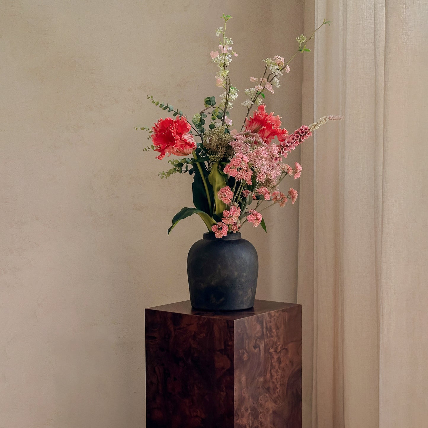 Walnut Burlwood 75 cm Plinth Column