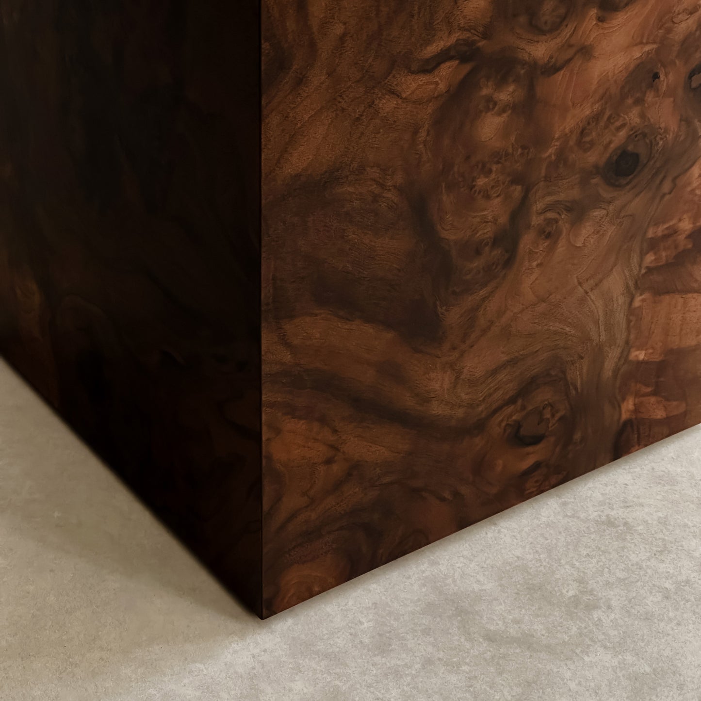 Walnut Burlwood 55 cm Plinth Side Table