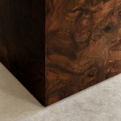 Walnut Burlwood 55 cm Plinth Side Table