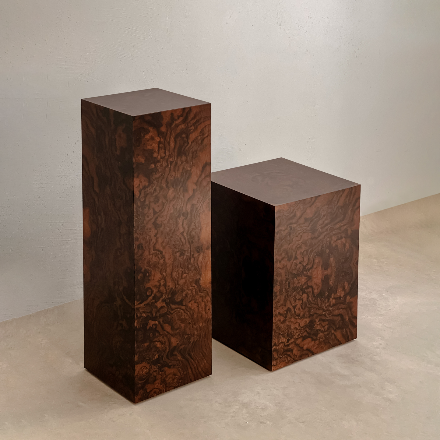 Walnut Burlwood 55 cm Plinth Side Table