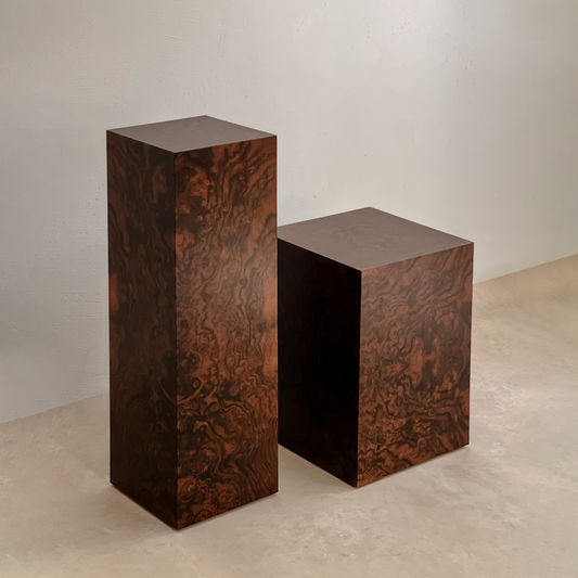 Walnut Burlwood 55 cm Plinth Side Table