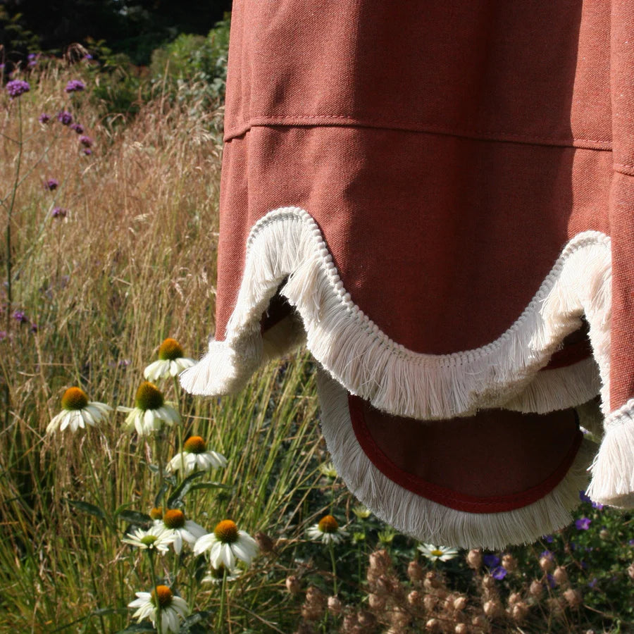 Terracotta Scalloped Parasol with Cream Fringe